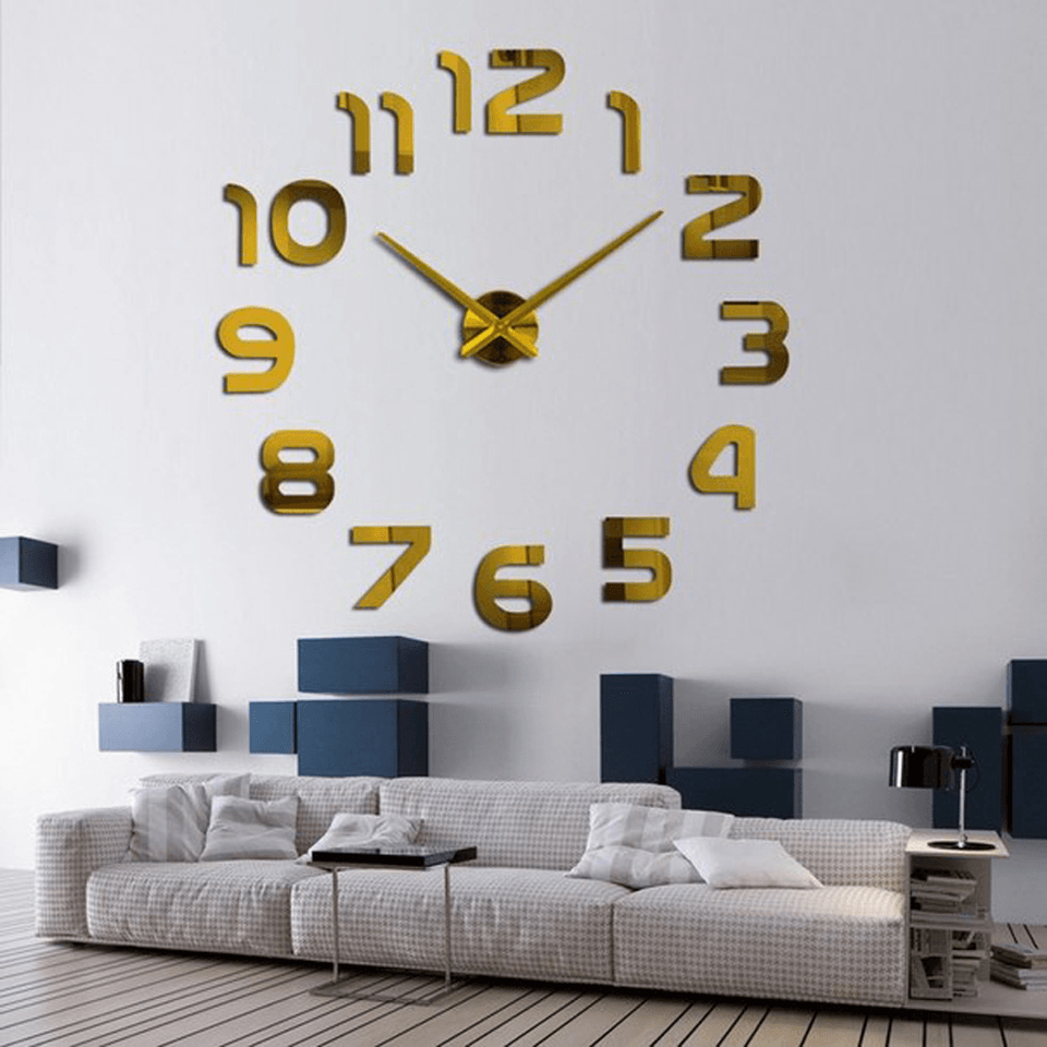 3D Frameless Wall Clock Modern Mute Large Mirror Surface DIY Room Home Office Decorations MRSLM