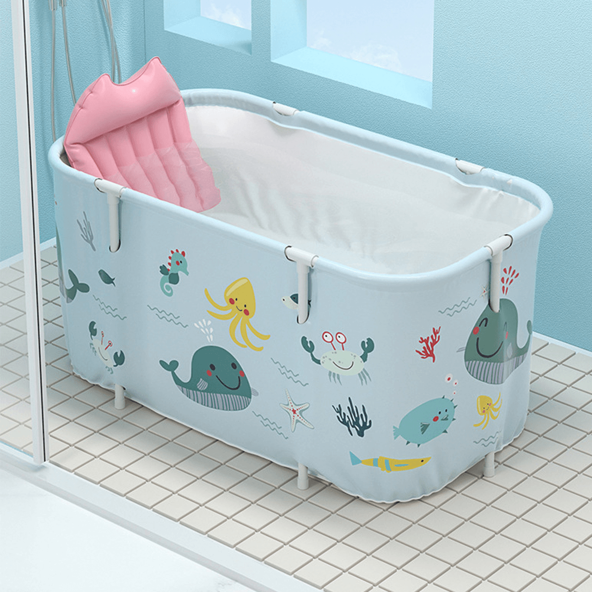 1.4M Folding Bathtub with Inflatable Back Friendly PVC Bath Bucket dylinoshop