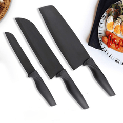 3PCS Black Stainless Steel Kitchen Knife Coating Non-Stick Sharp Blade Chef Knife Set Light Weight Handle Kitchen Knife Gift MRSLM