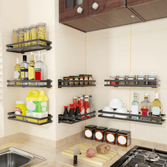 Kitchen Wall Shelf Storage Organizer Shelf Spice Rack Punch Free Storage Rack MRSLM