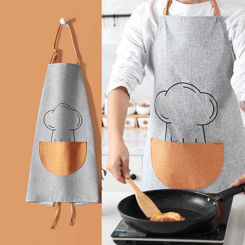 Multifunction Waterproof Kitchen Apron Sleeveless Cotton Linen Cooking Work Cloth for Home Kitchen Tool Working Tool MRSLM