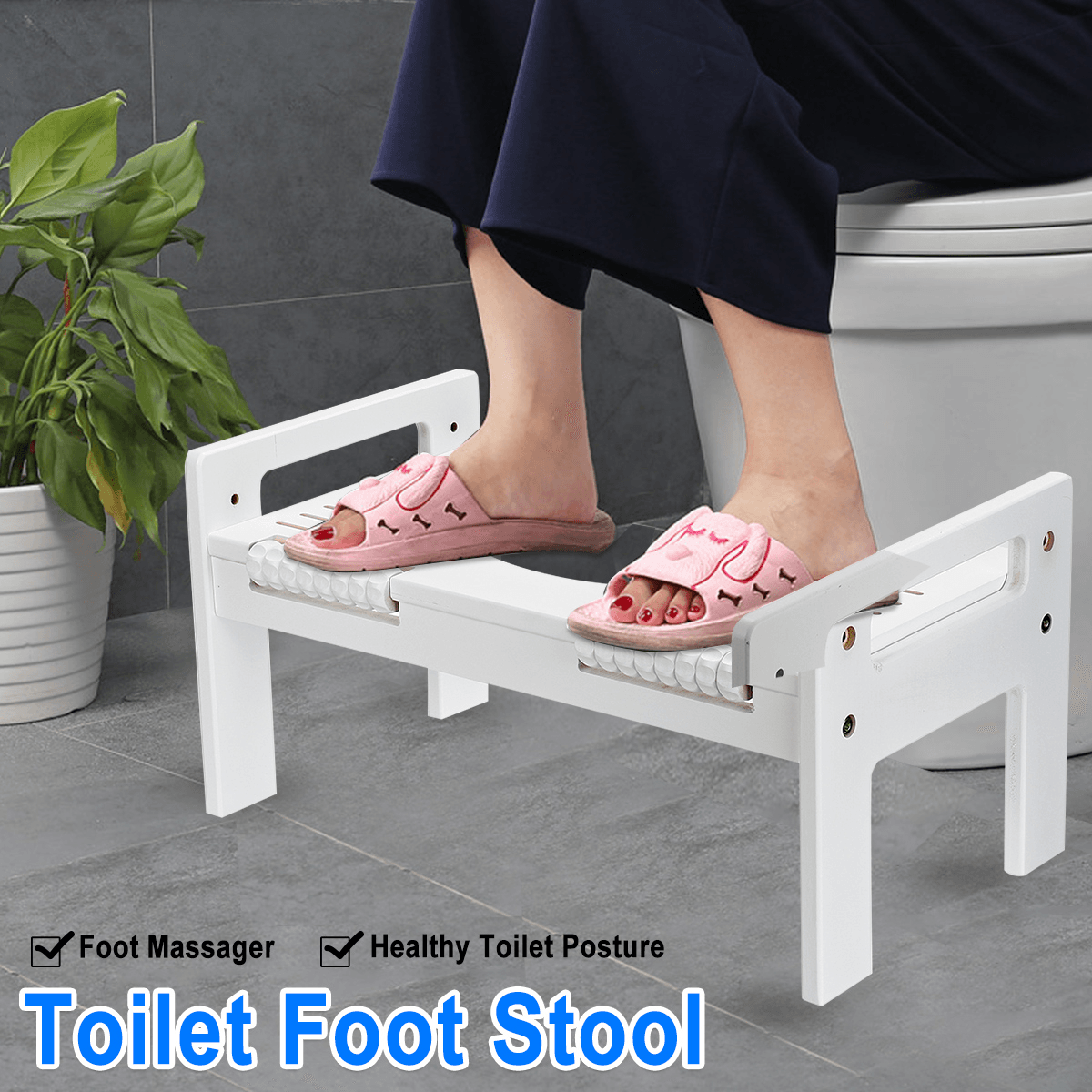 Adjustable Non-Slip Foot Pegs Massager Bathroom Toilet Footstool Bamboo Help Prevent Constipation MRSLM