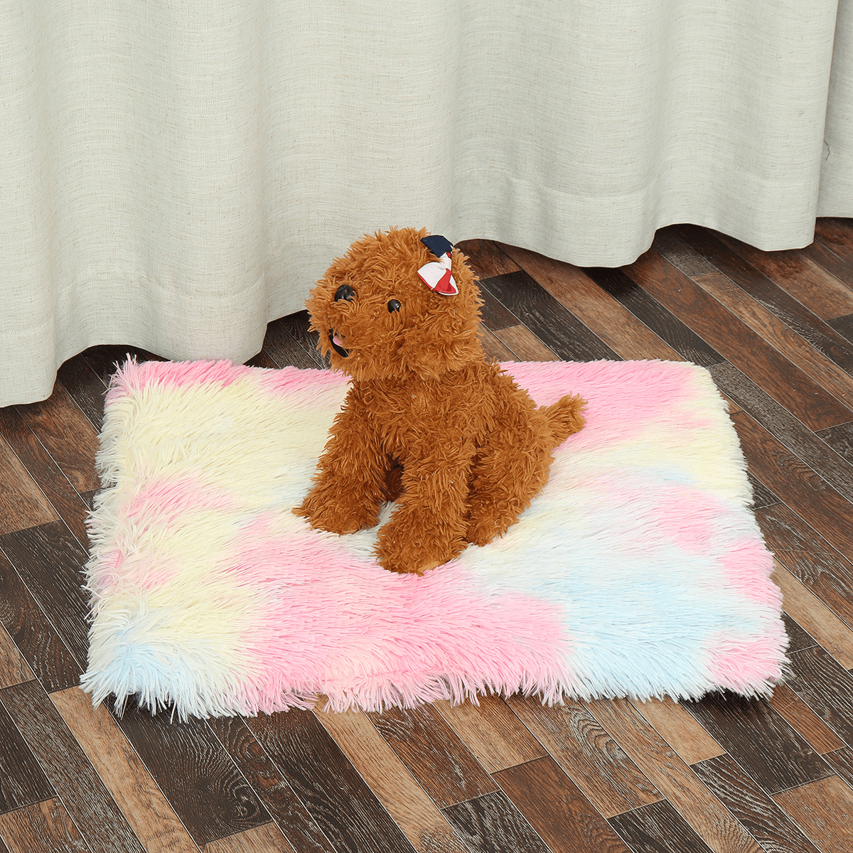 Dog Cat Long Plush Puppy Cushion Mat Soft Pet Bed Winter Warm Sleeping Bed for Dogs Kennel Portable Cat Supplies MRSLM