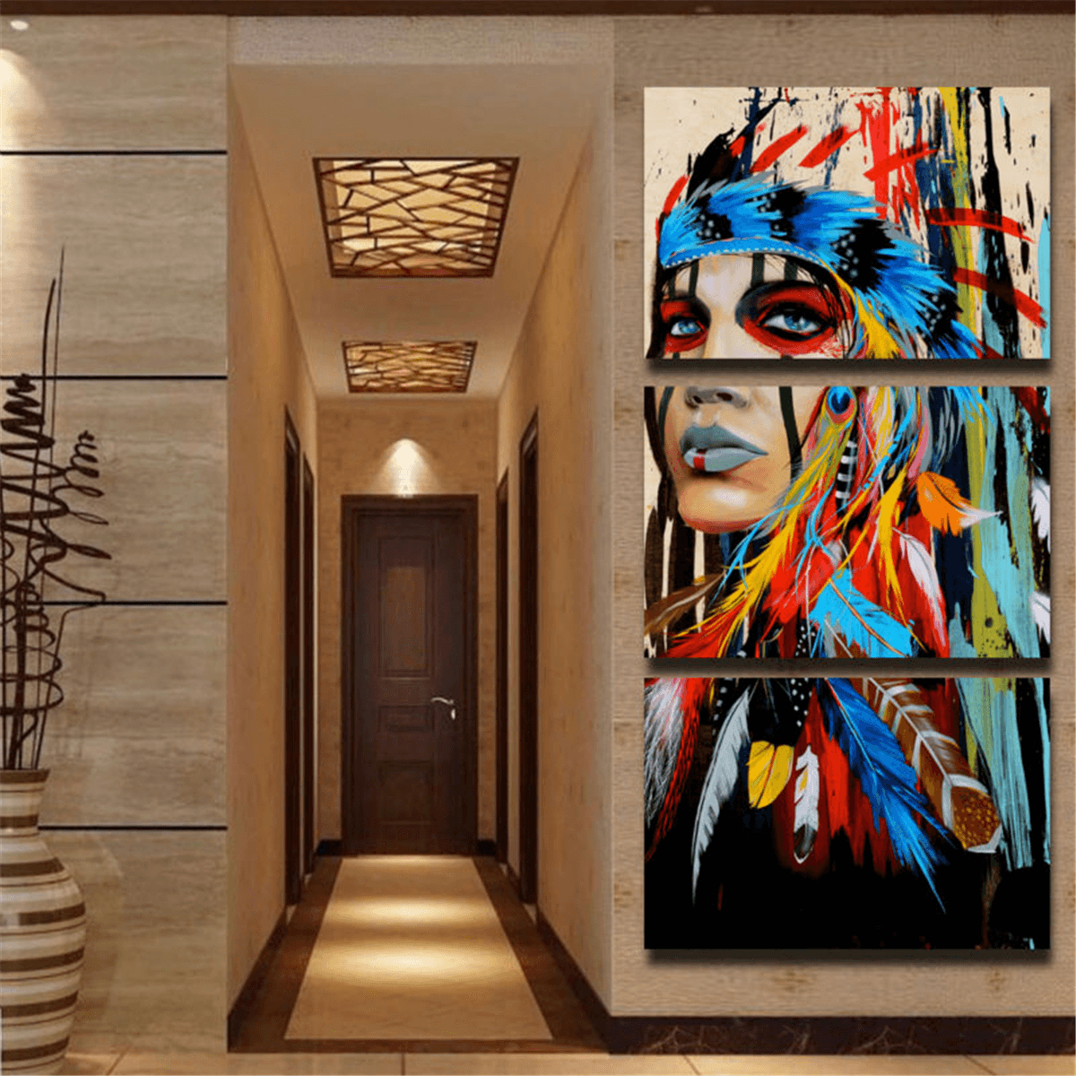 3Pcs Set Indian Woman Canvas Paintings Print Picture Modern Art Wall Home MRSLM