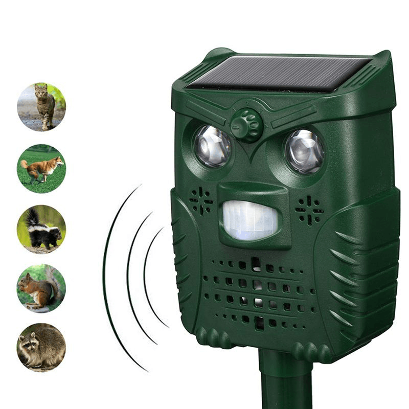 '-WH528 Outdoor Solar Ultrasonic Animal Repeller Pest Control Bats Birds Dogs Cats Repeller with Flashing Light dylinoshop