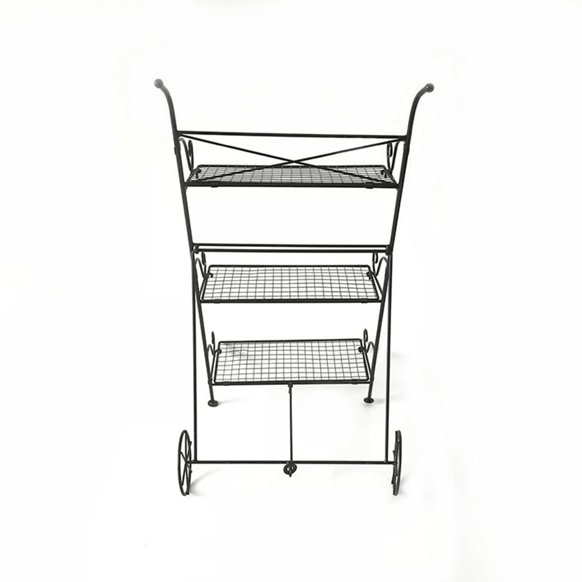 3 Tier Garden Cart Metal Shelf Stand Plant Flower Rack Storage Indoor Outdoor MRSLM