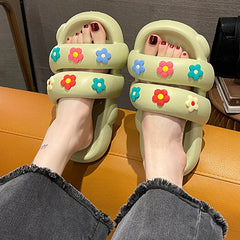 Double Strap Colorful Flower Slides dylioshop