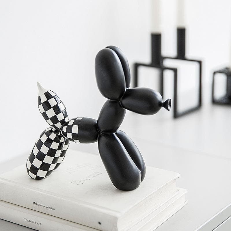 Checkered Balloon Dog Sculpture dylinoshop