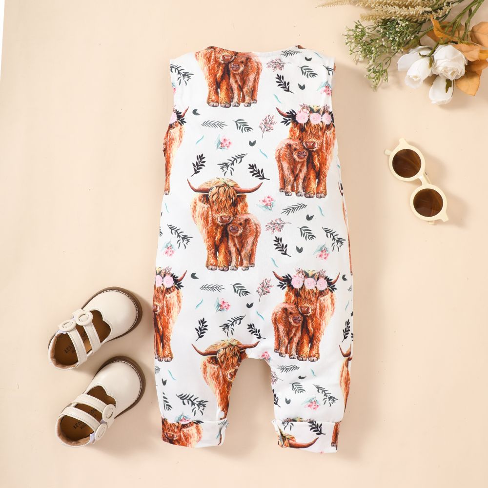 Baby Animal Print Round Neck Sleeveless Jumpsuit dylinoshop