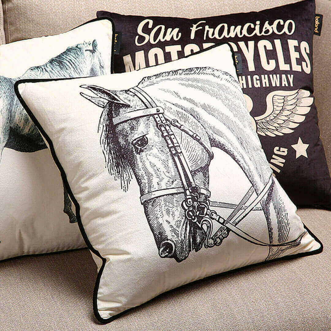 Horse Head Print Pillow Cover Feajoy