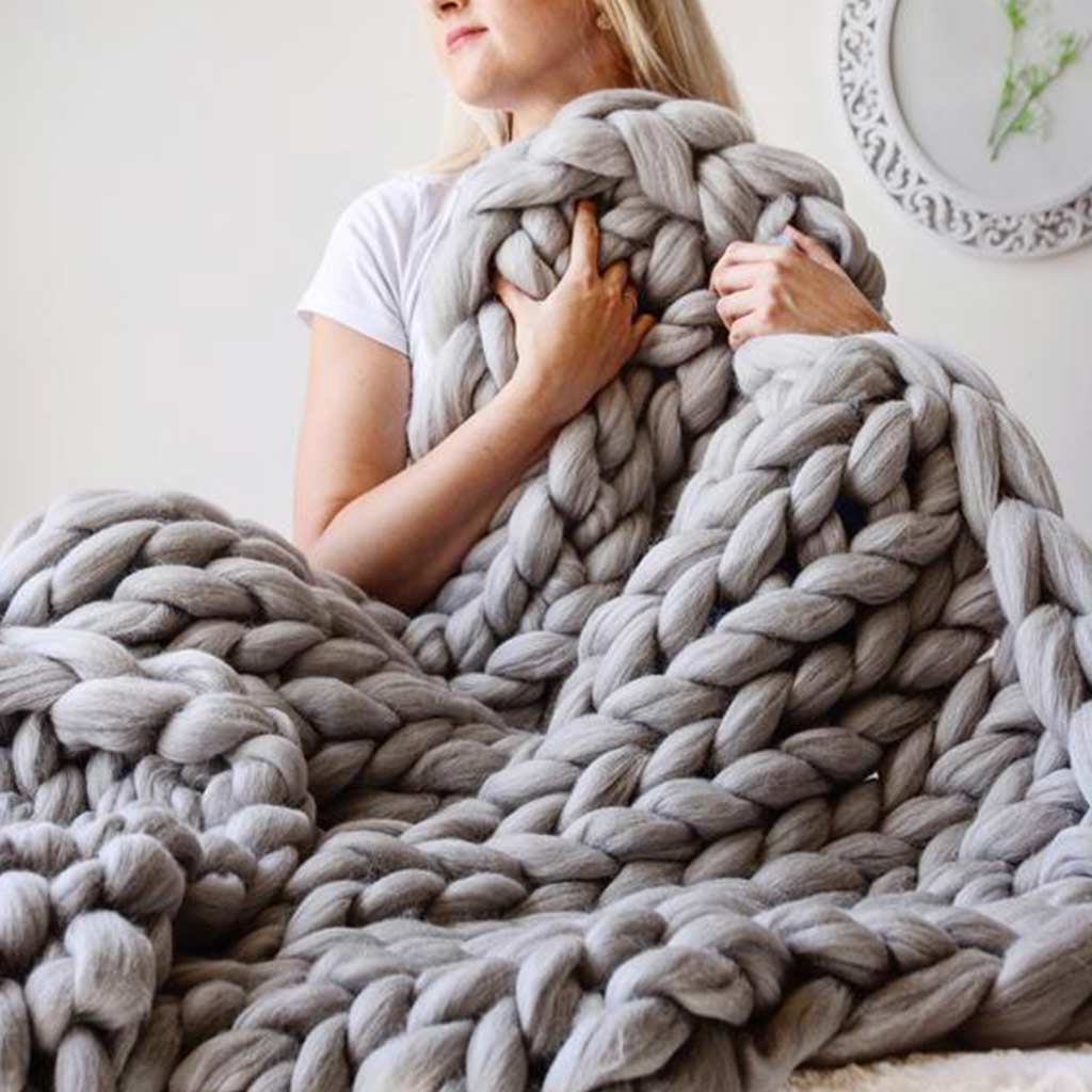 Chunky Wool Knit Blanket dylinoshop