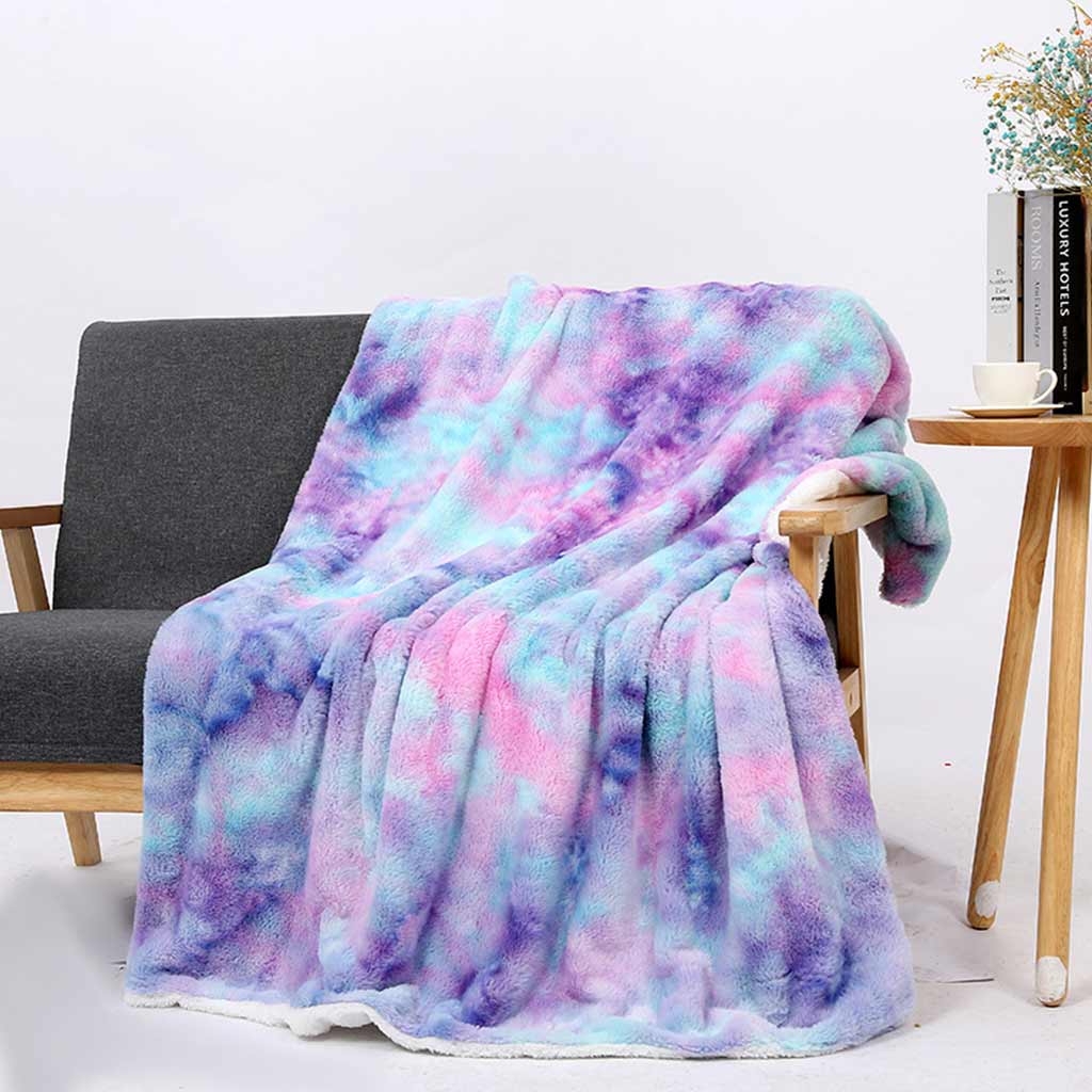 Rainbow Tie-dye Throw Blanket Feajoy