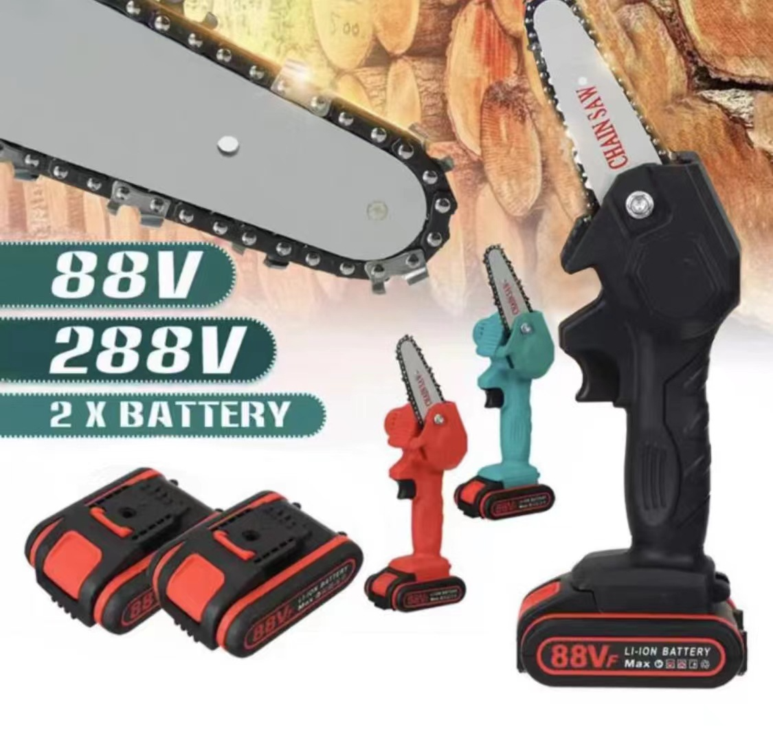 Mini Electric Chain Saw 1500W 24V One-Hand Saw Wood Cutter Cordless 4 Inch dylinoshop