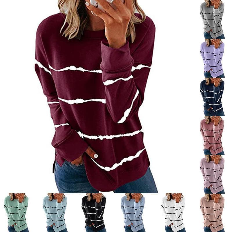 Women Casual Stripe Pullover giftpockets