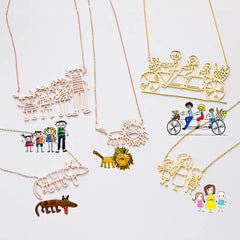 Personalized Kids Drawing Necklace feajoy