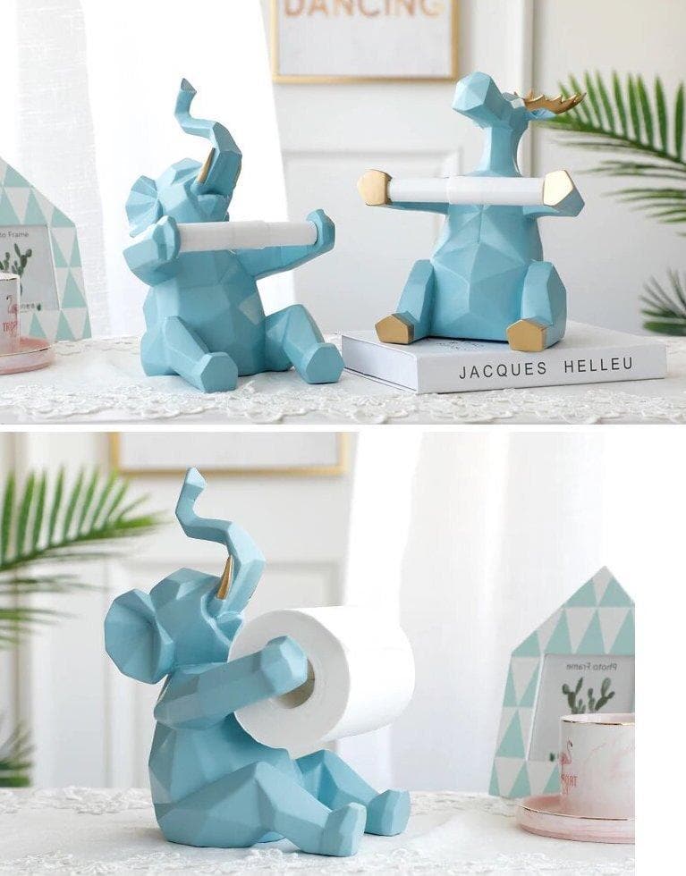 Geometric Elephant/Deer Toilet Roll Holder Feajoy