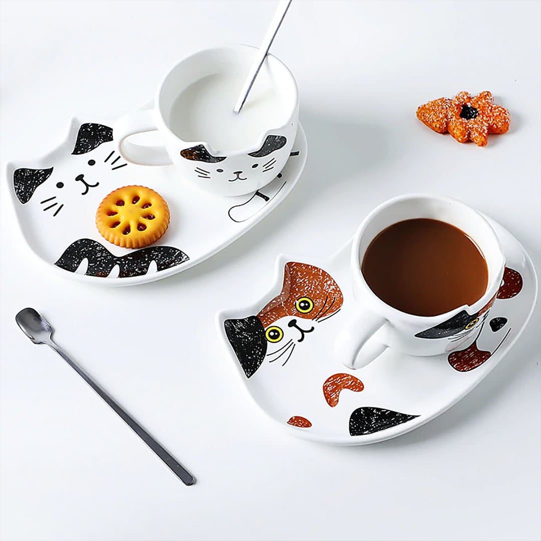 Cute Cat Coffee Set dylinoshop