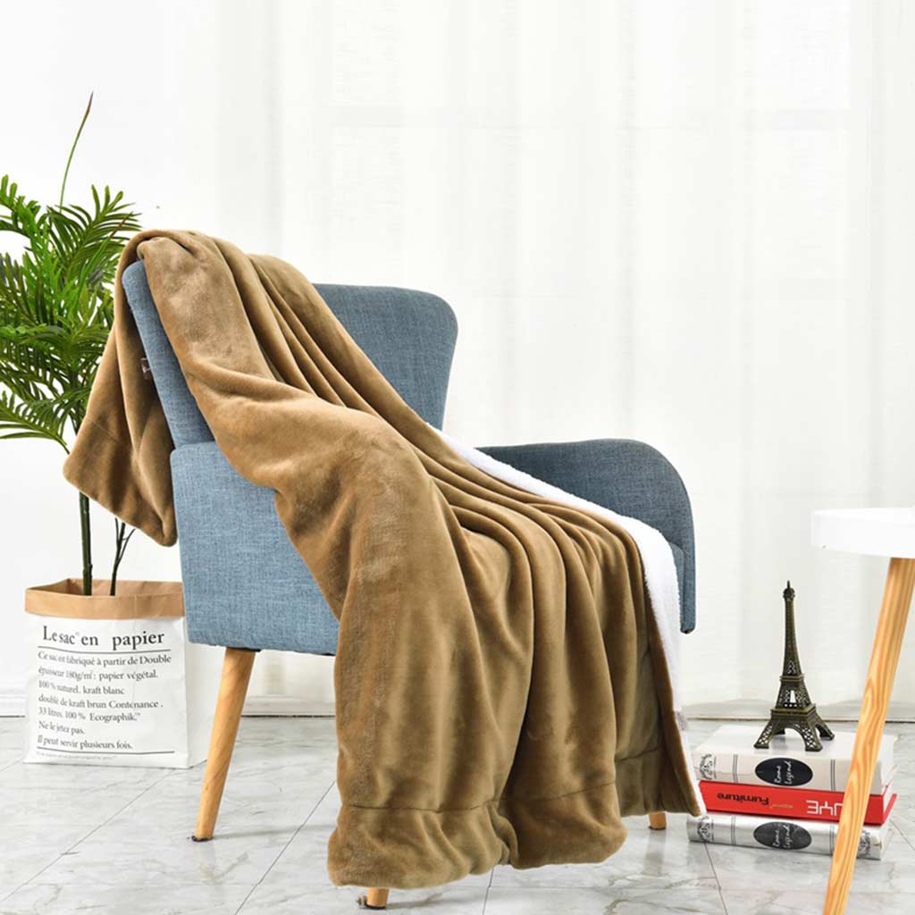 Solid Color Sherpa Fleece Blanket Feajoy