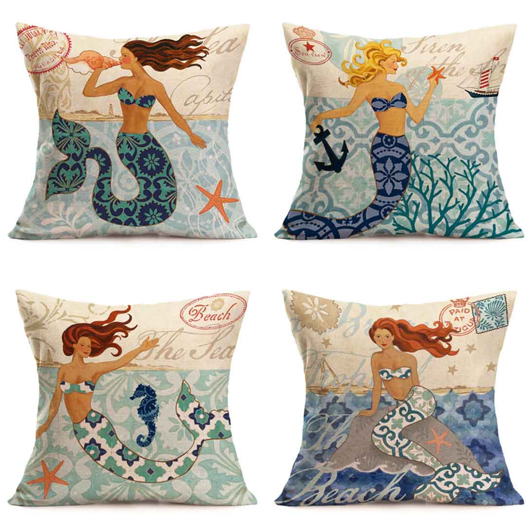 Mermaids Cushion Covers Feajoy