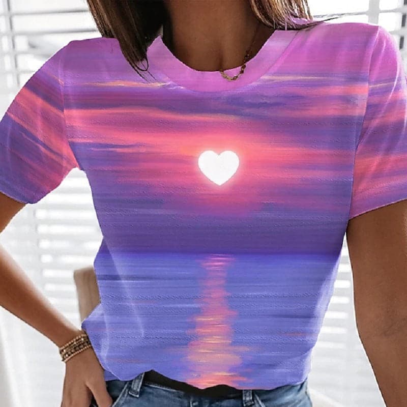 Women's Heart 3D Printed T-shirt luckyidays