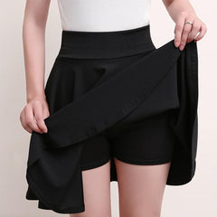 A-line Elastic Waist Pleated Shorts Skirts dylinoshop