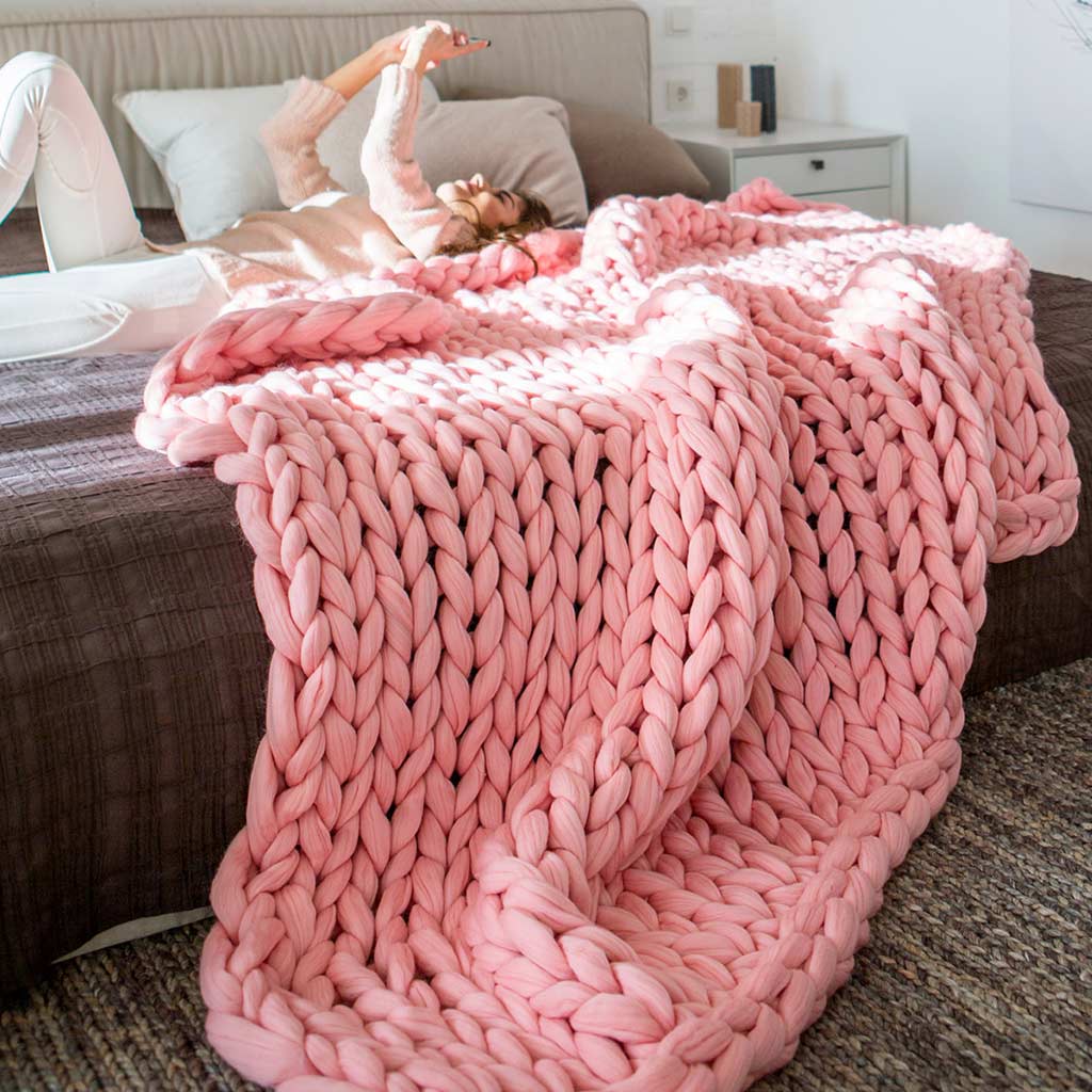 Chunky Wool Knit Blanket dylinoshop