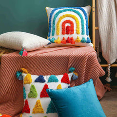 Moroccan Tassel Tufted Pillow Covers feajoy