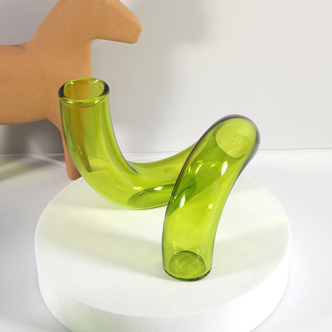 Twisted Glass Candle Holder Vase Feajoy