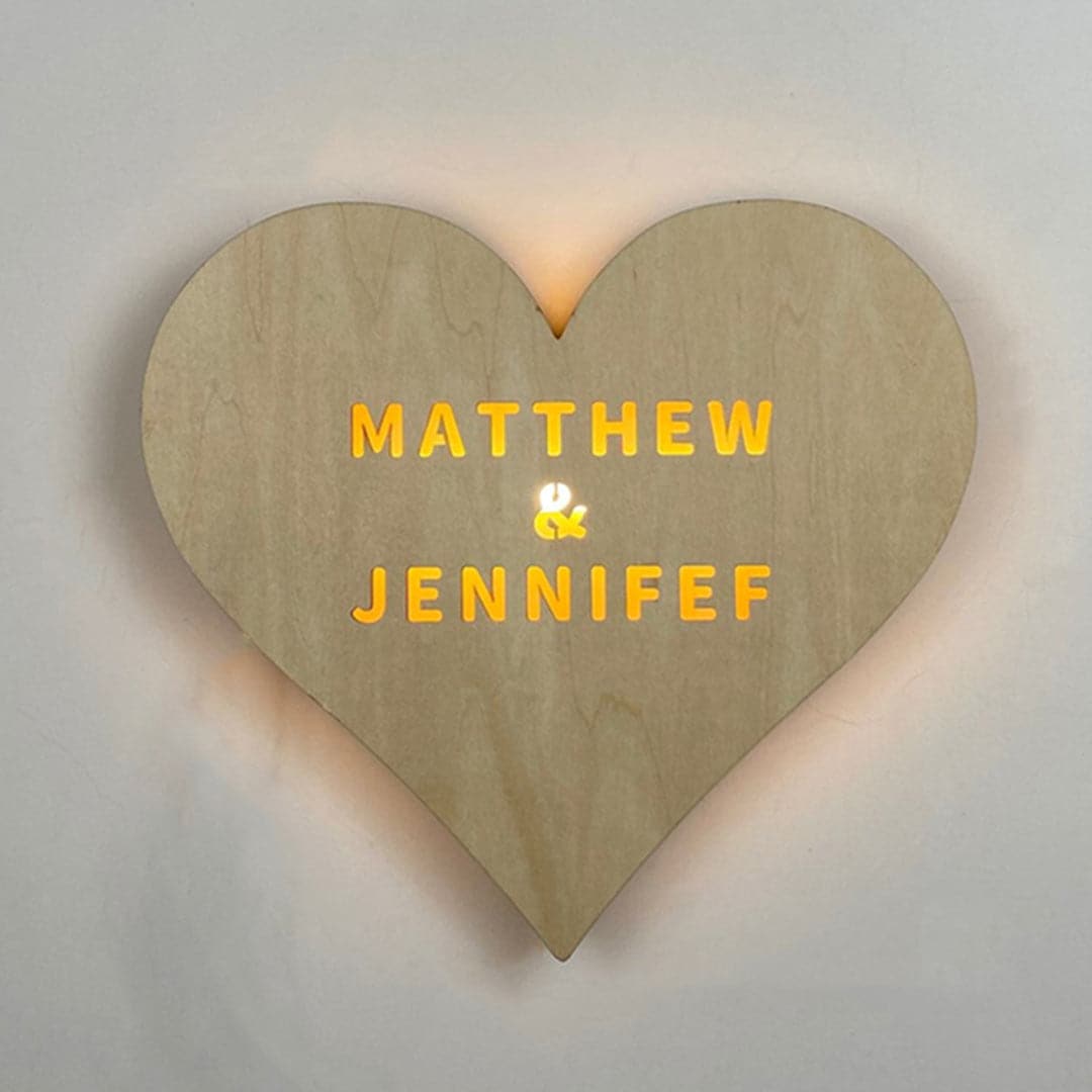 Custom Wooden Heart Shape Light dylinoshop