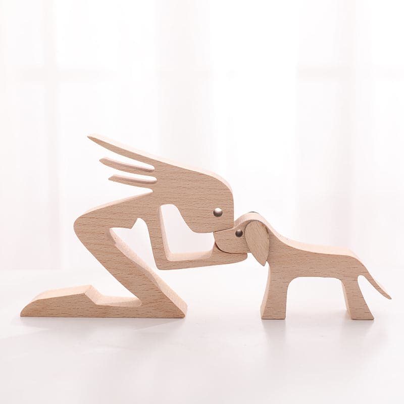 Human and Dog Wooden Ornament feajoy