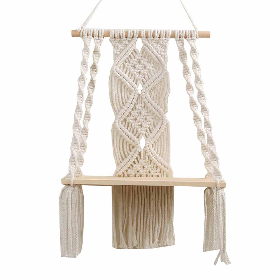 Macrame Wall Hanging Shelf feajoy