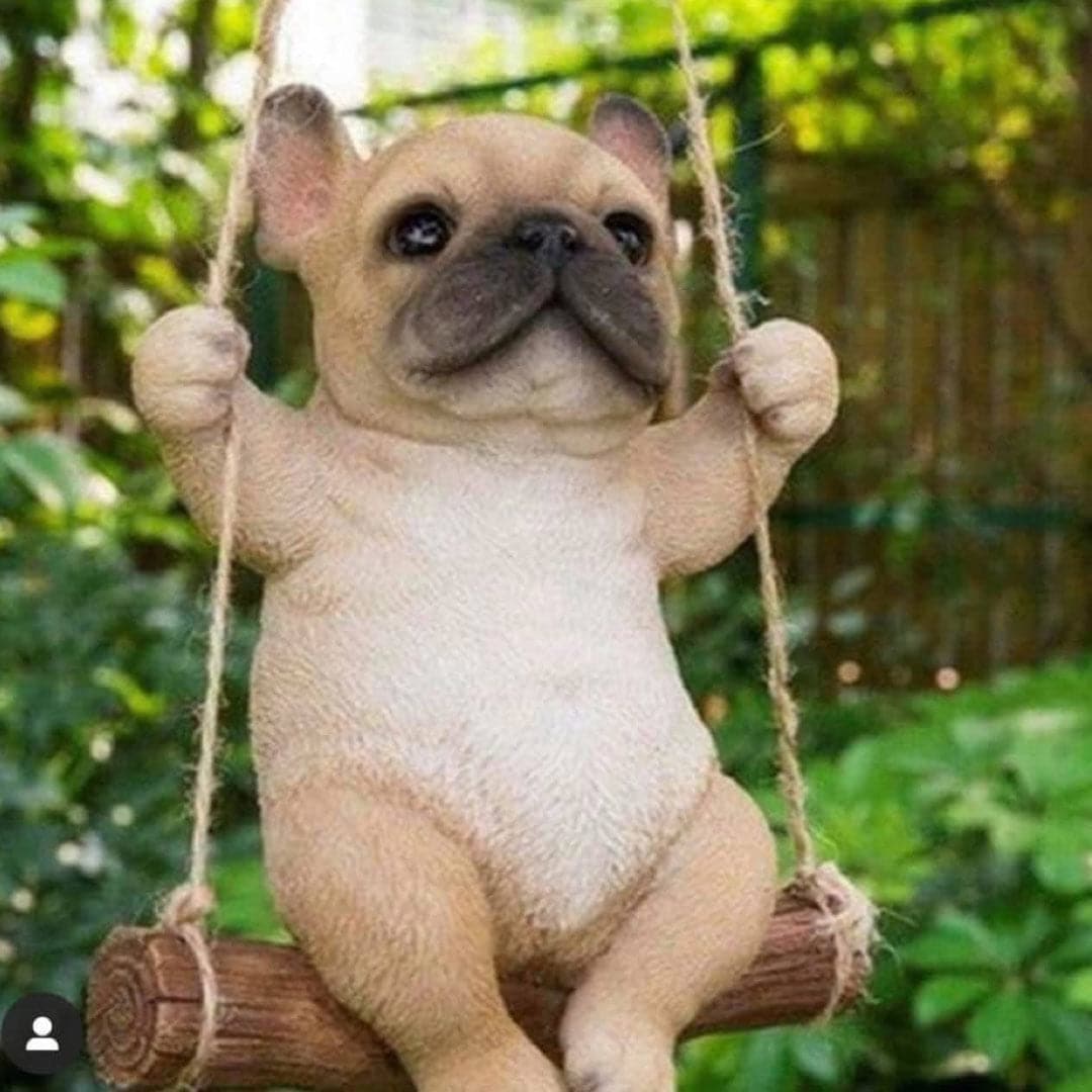 French Bulldog Figurine on Swing Feajoy