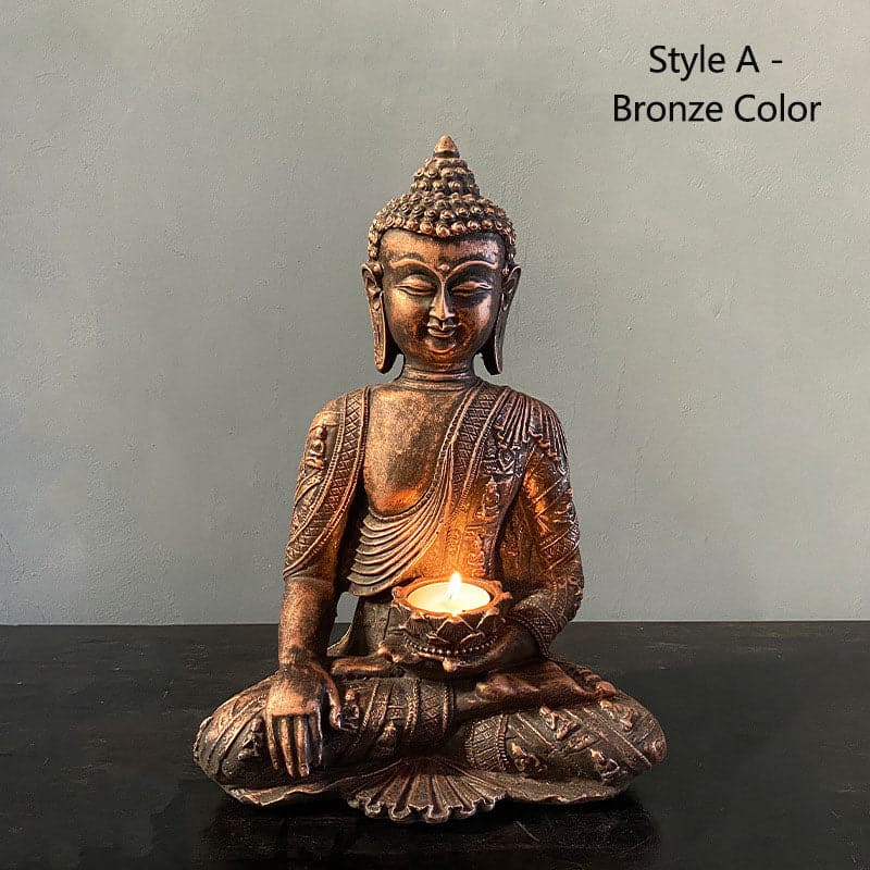 Handmade Buddha Statue with Candle Holder feajoy