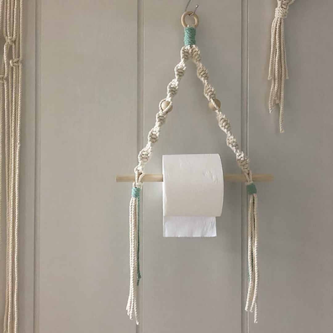 Macrame Paper Towel Holder feajoy