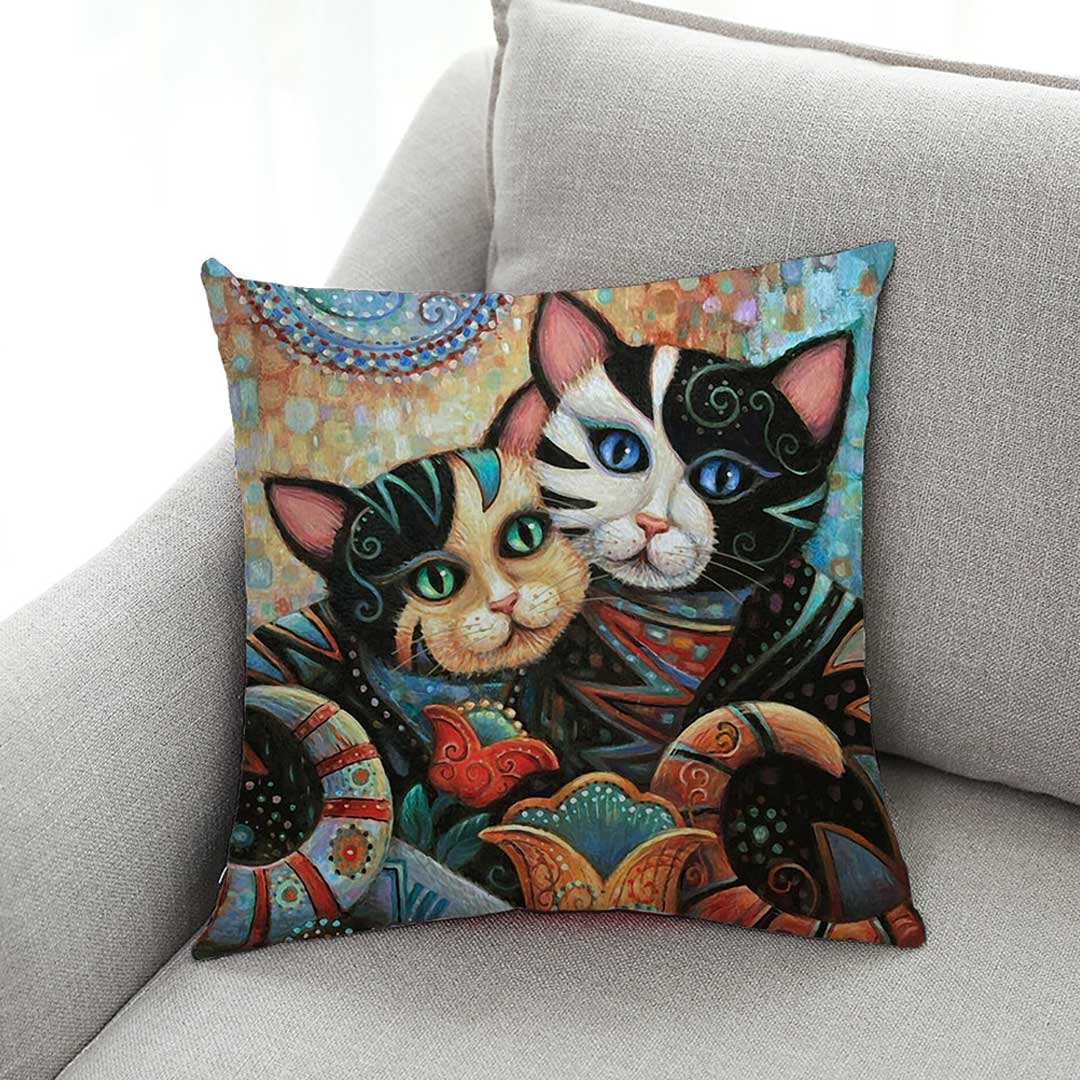 Gustav Klimt Cats Art Pillowcases Feajoy