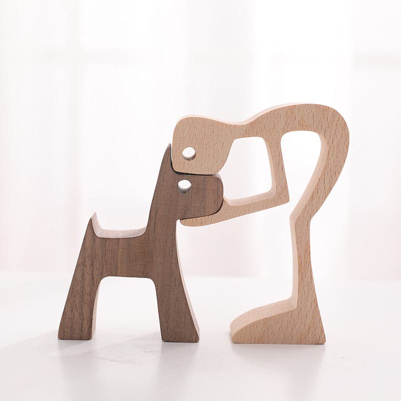 Human and Dog Wooden Ornament feajoy