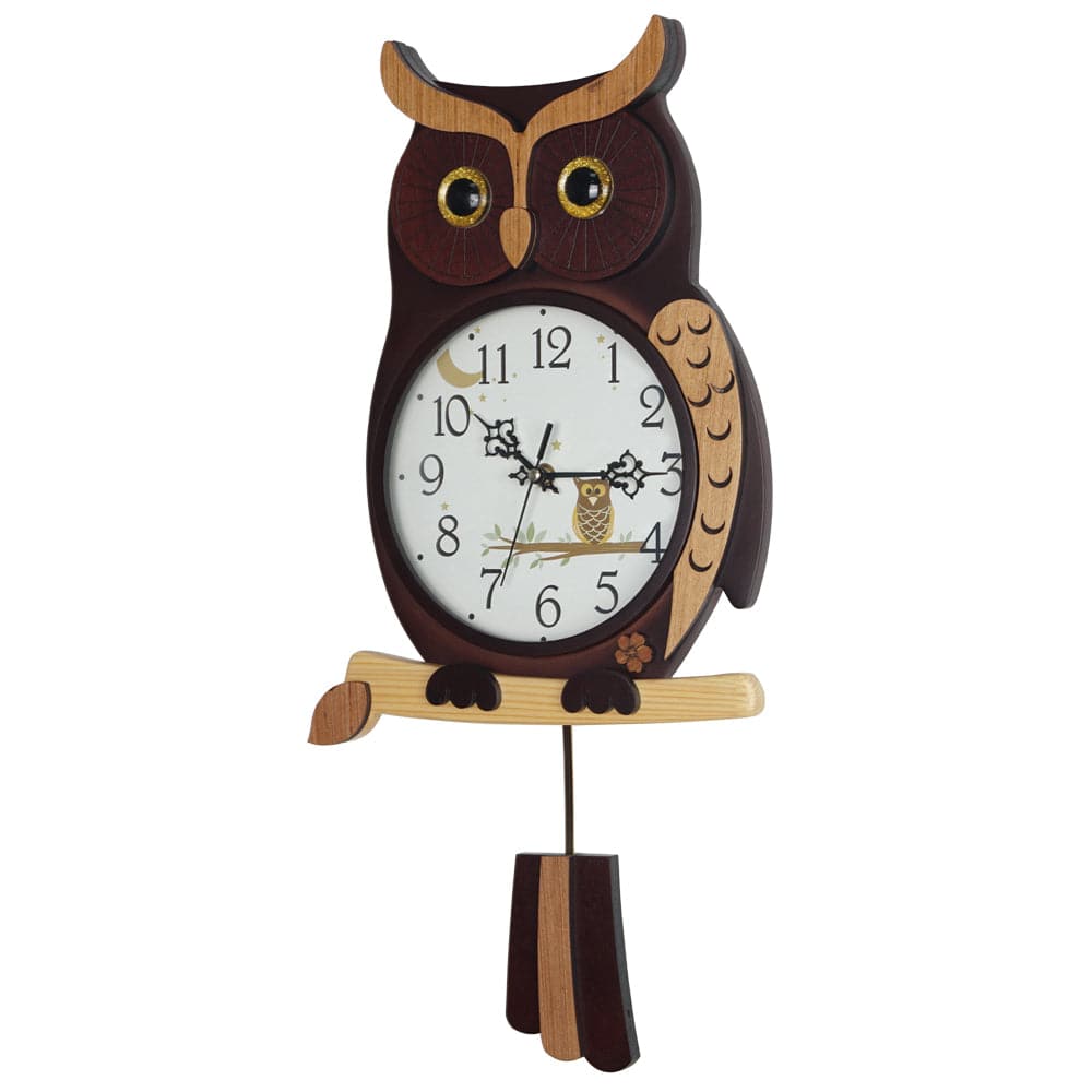 Owl Wooden Quartz Wall Clock feajoy