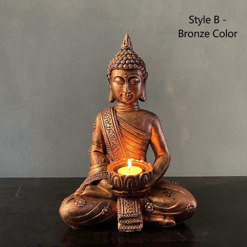 Handmade Buddha Statue with Candle Holder feajoy