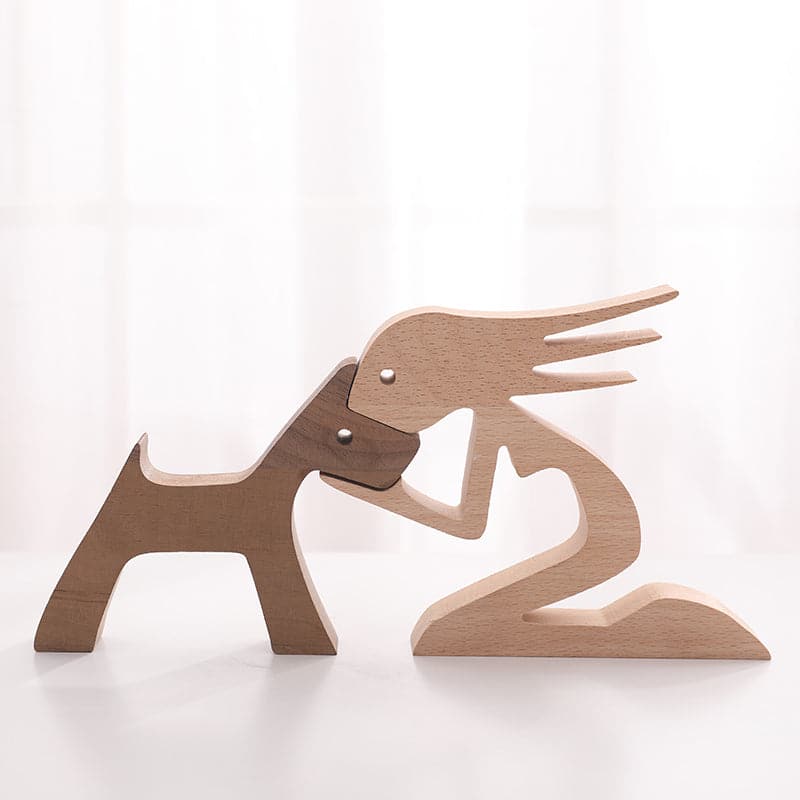 Human and Dog Wooden Ornament feajoy