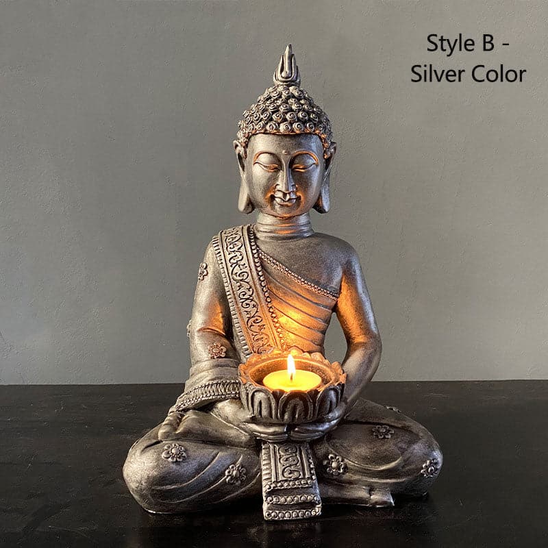 Handmade Buddha Statue with Candle Holder feajoy