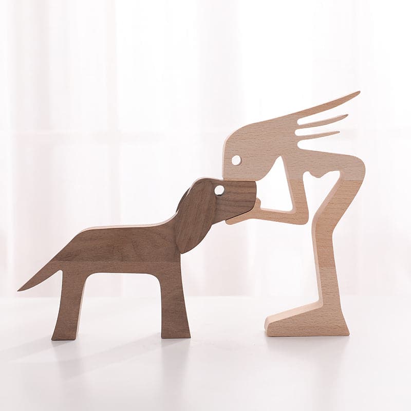 Human and Dog Wooden Ornament feajoy