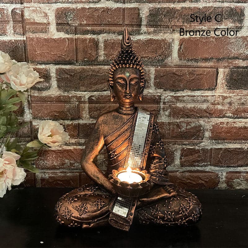 Handmade Buddha Statue with Candle Holder feajoy