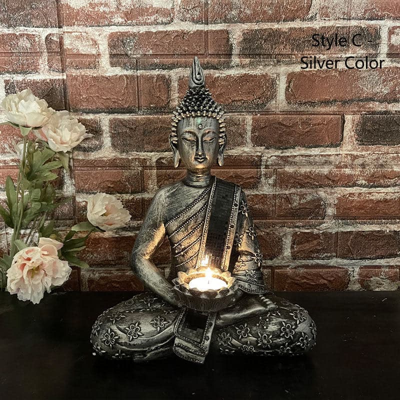 Handmade Buddha Statue with Candle Holder feajoy