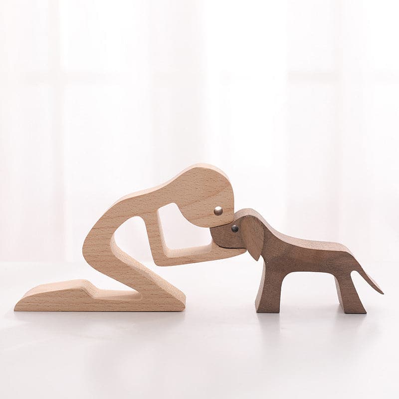 Human and Dog Wooden Ornament feajoy