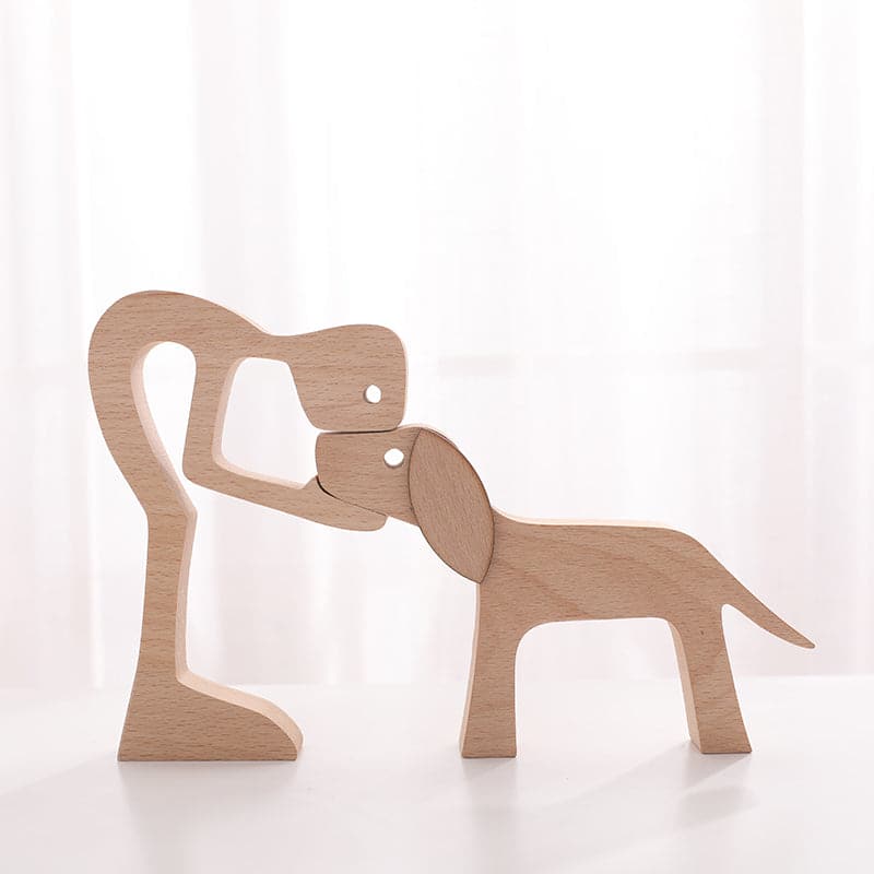 Human and Dog Wooden Ornament feajoy