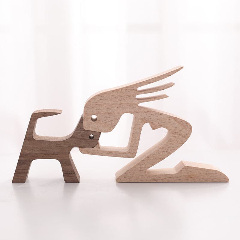 Human and Dog Wooden Ornament feajoy