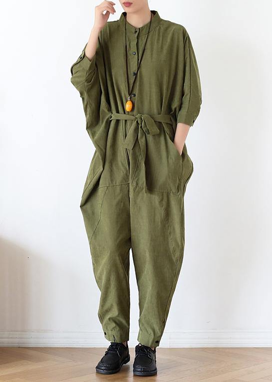 2021 Fall army green original design retro  drawstring one-piece overalls dylinoshop