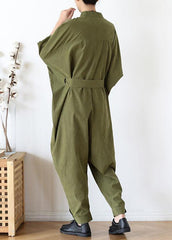 2021 Fall army green original design retro  drawstring one-piece overalls dylinoshop