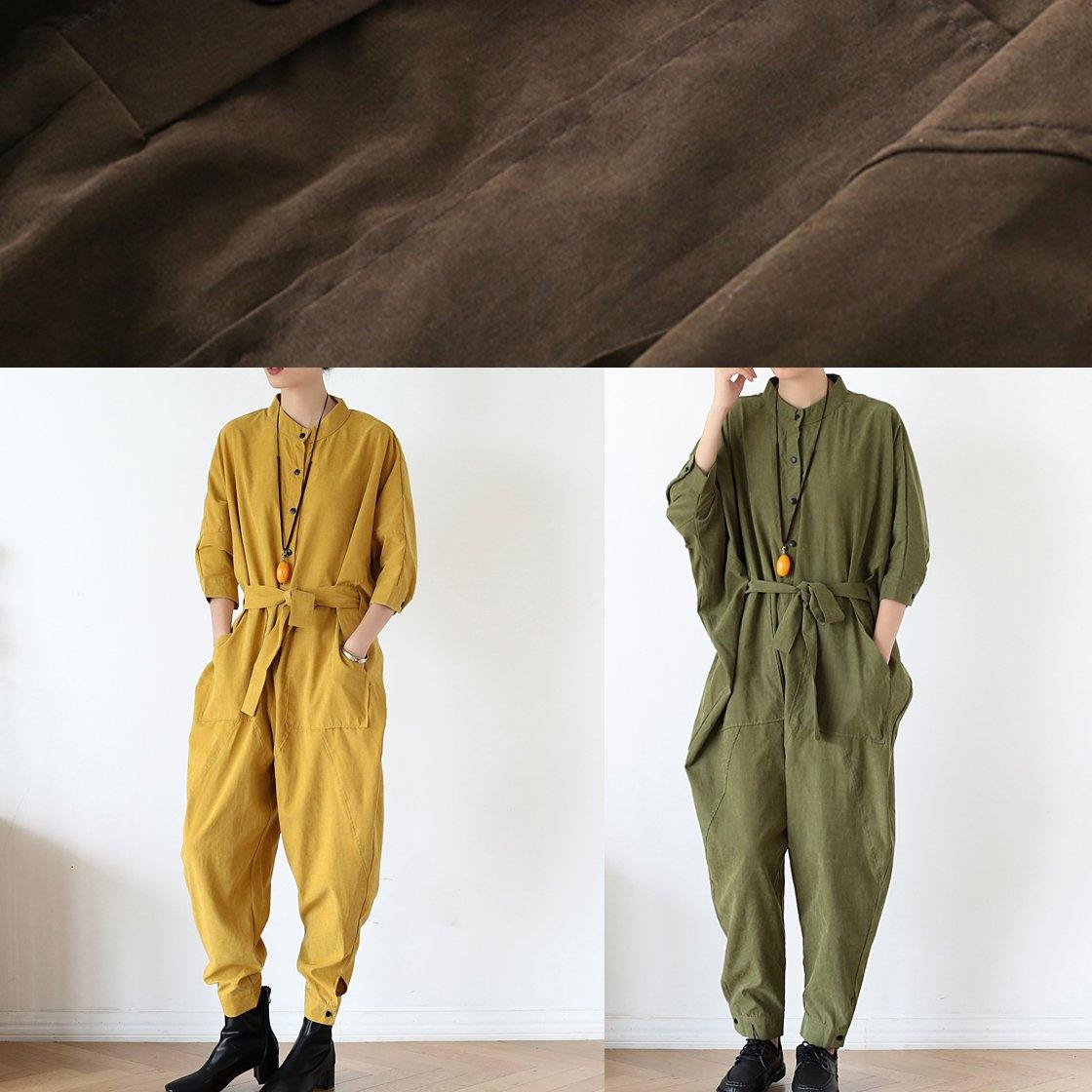 2021 Fall army green original design retro  drawstring one-piece overalls dylinoshop