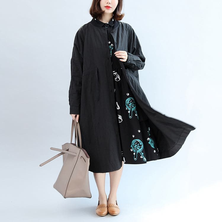 2021 black casual cotton coat plus size unique outwear long sleeve clothes dylinoshop